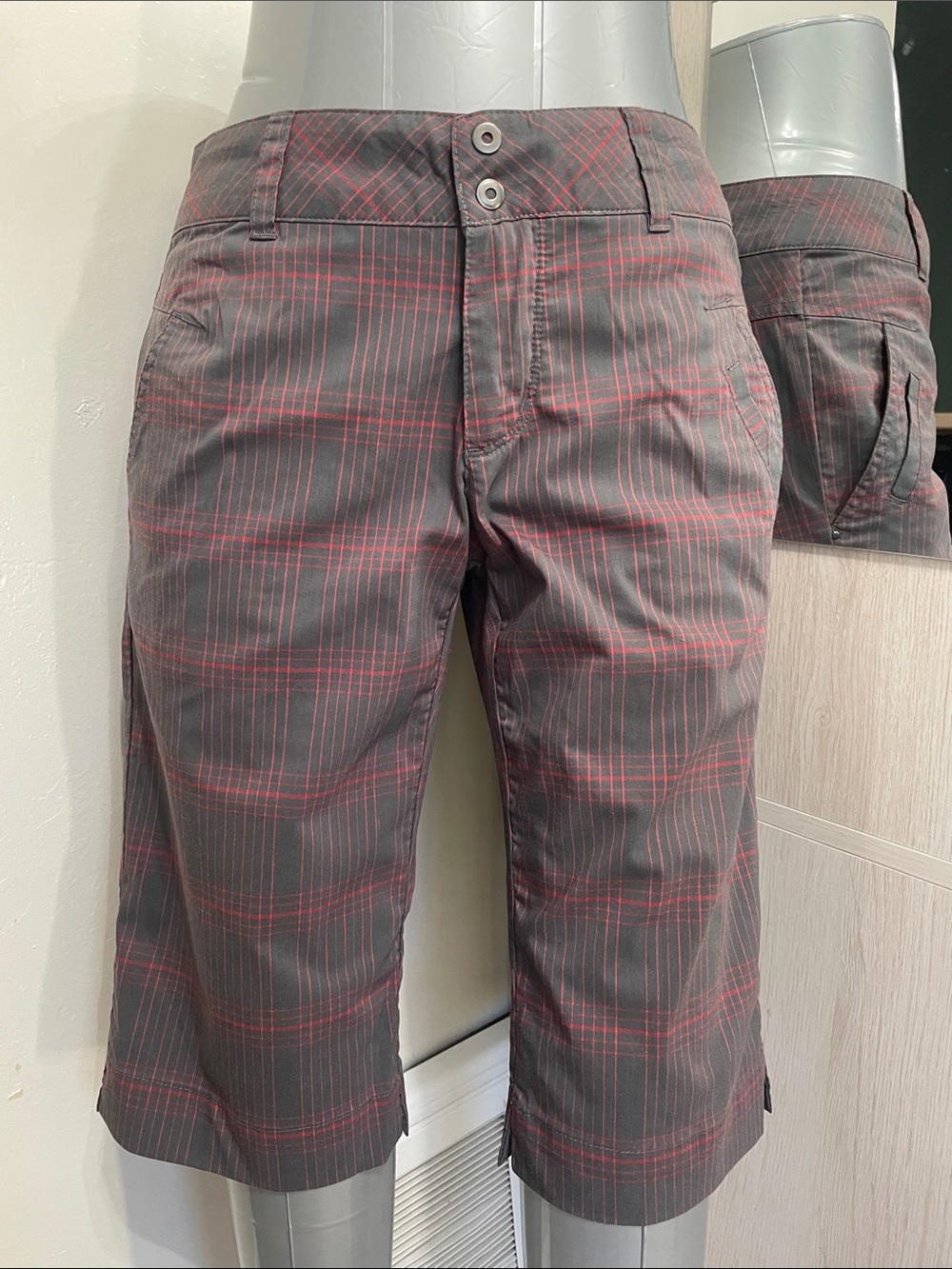 Columbia Gray Plaid Chinos with Red Pinstripe